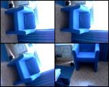 Petit fauteuil design de couleur bleu roi