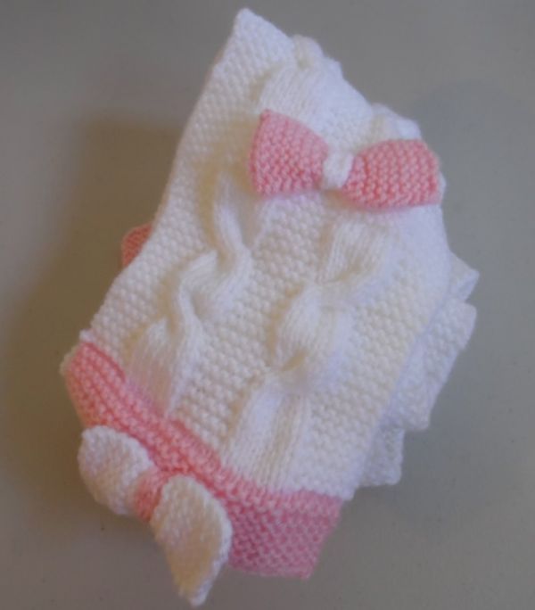 tricot laine fait main écharpe blanche et rose