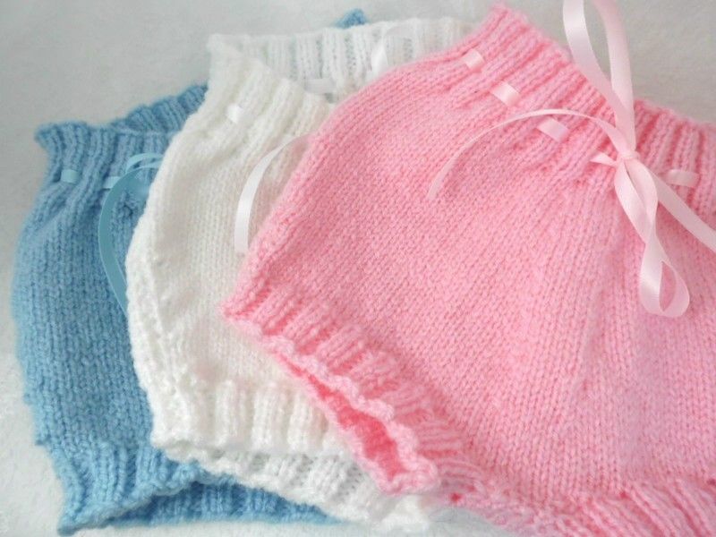 Bloomer bb bleu blanc ou rose tricot fait main