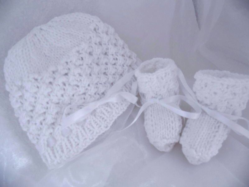 Bonnet bb laine chaussons bb laine tricot fait main