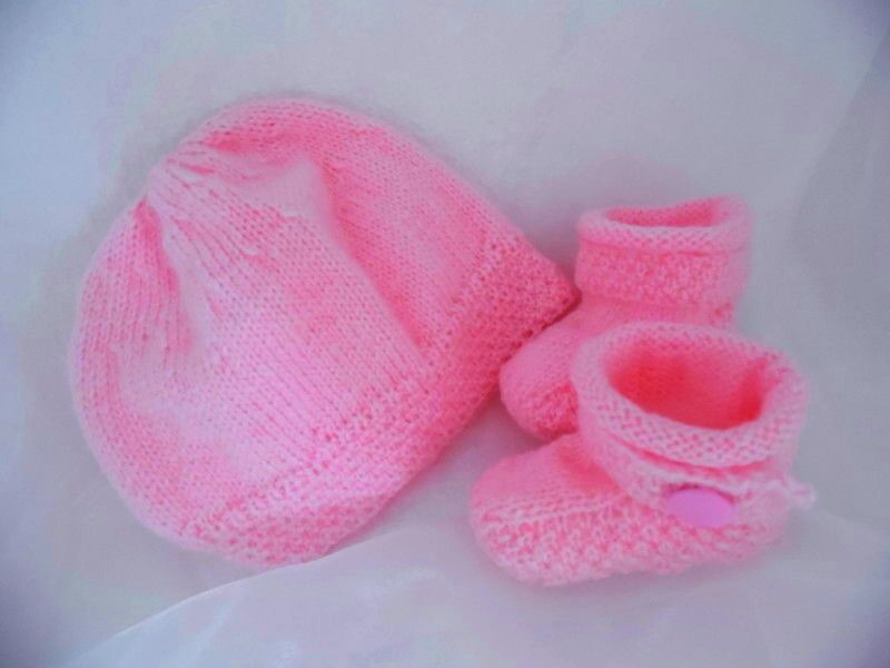  tricot fait main bonnet bb laine chaussons bb laine 