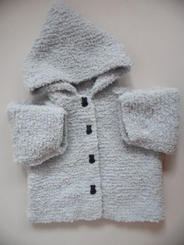 Tricot bébé laine gilet ou paletot givre fait main 