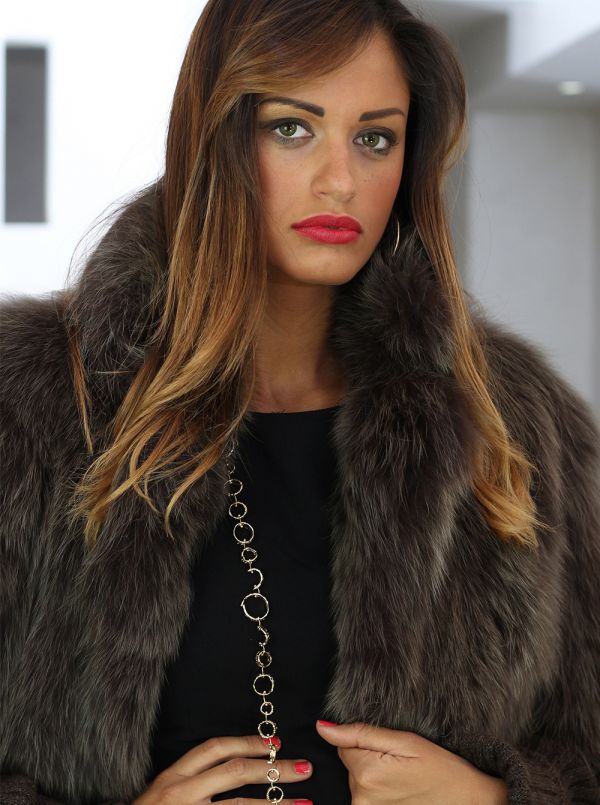 Veste en fourrure de renard avec manches en laine (38/40)