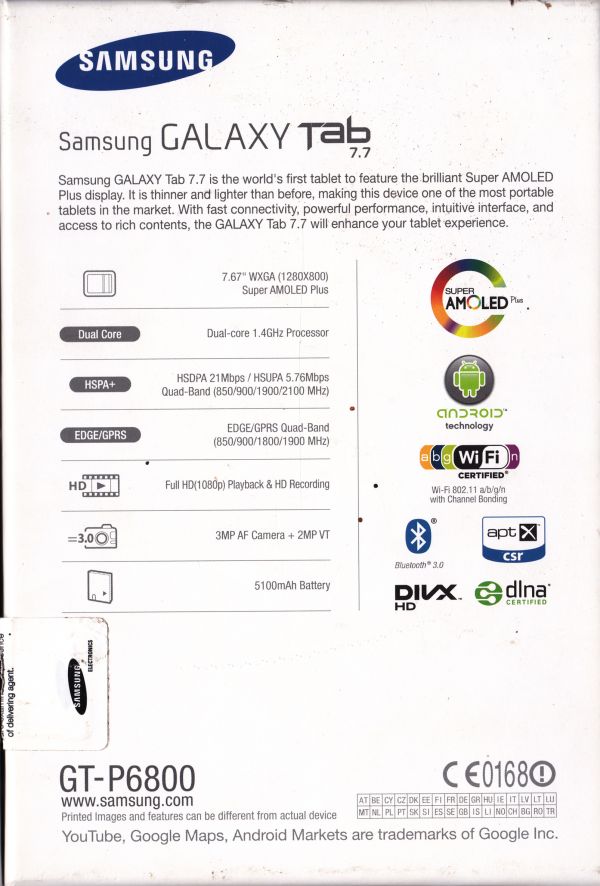 TABLETTE SAMSUNG  Galaxy Tab 7.7 Wifi + 3G