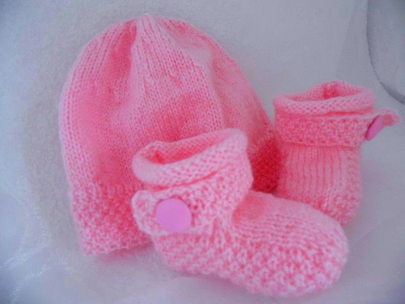  tricot fait main bonnet bb laine chaussons bb laine 