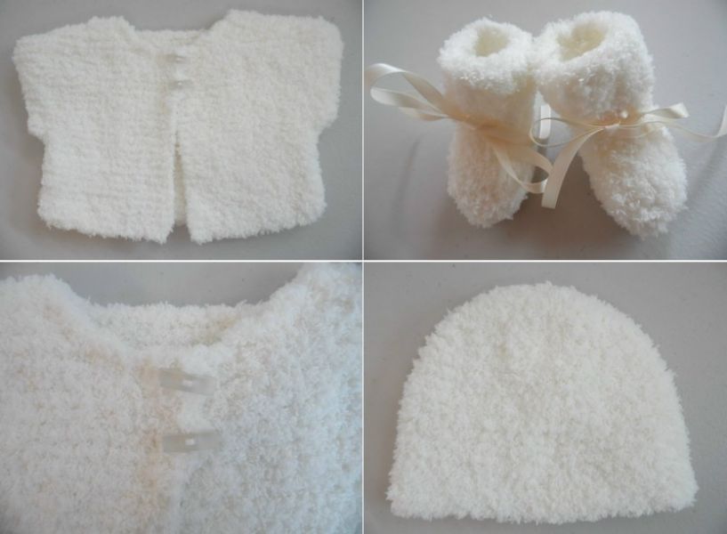 Tricot fait main laine bébé cadeau de naissance