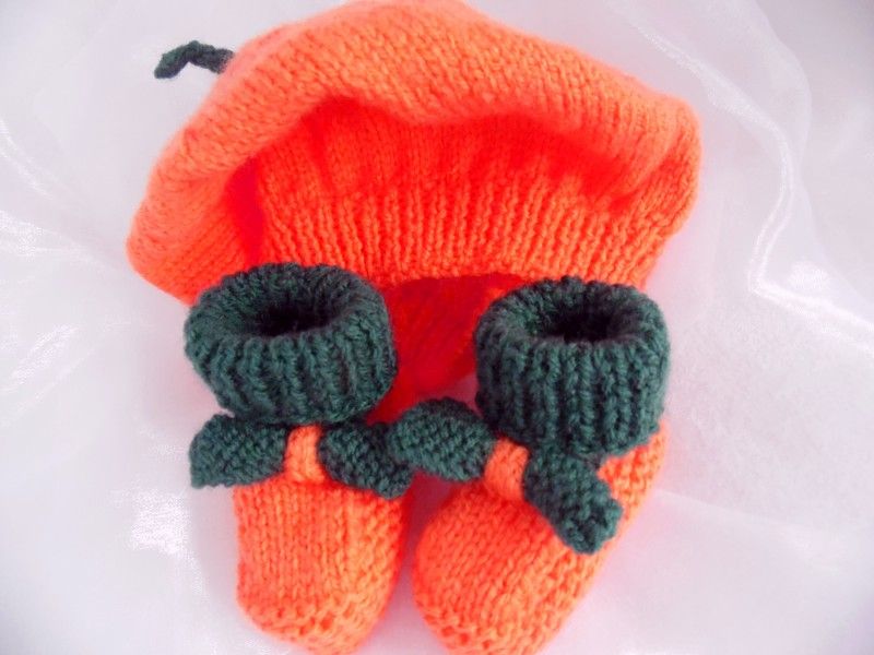 Tricot laine bébé fait main citrouille Halloween