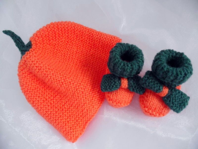 Tricot laine bb fait main citrouille Halloween