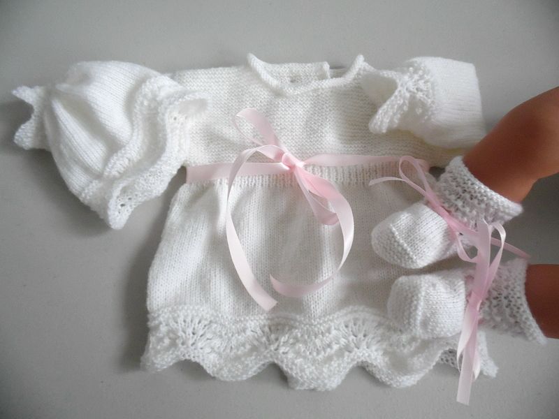 Tricot laine bb fait main brassire rose